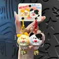 Magnetic cartoon animal keychains set with yellow dog and black-white panda charms - Round Animals Hugging / SKU Price for One Pair