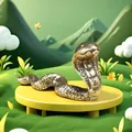 Vista macro dettagliata delle squame realistiche sulla statuetta di cobra in ottone - Serpente Nuotatore