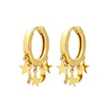 Gouden S925 sterling zilveren oorringen met ster- en halve maan-hangertjes - 925 Sterling Zilver / Goud