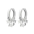 S925 sterling zilveren oorringen met gepolijste maan- en sterbedeltjes in zilver - 925 Sterling Zilver / Witgoud