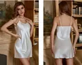 Elegant white satin camisole nightdress with V-neck and silky texture for women - S / Backless Slip Nightdress / White (Single Slip Dress)