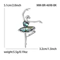 Elegante broche de bailarina con incrustación de concha de abulón y cristales finos - Concha de Abulón (MM-BR-4698-BK)
