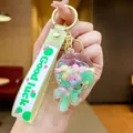 Green candy machine keychain with colorful beads and Good Luck silicone strap - Green Glow-in-the-dark Bean Cheese Sticks
