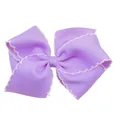 Barrette nœud en ruban gros-grain lavande avec bordure en dentelle blanche ondulée - Style à Bord Festonné Lavande (MC003-4)