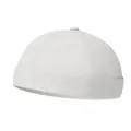 Minimalist white mesh brimless docker hat with six-panel design for summer - One Size Adjustable / Non-Perforated White