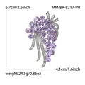 Spilla a uva in argento con cristalli viola e dimensioni 6,7 cm x 4,1 cm - Violetto