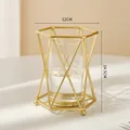 Nordic gold geometric metal vase with glass tube insert for desktop decoration - Geometric Cup-Shaped Vase