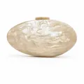 Oval ivory marble acrylic clutch bag with elegant golden metal clasp for women - Apricot