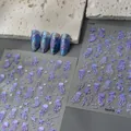 5D embossed sea jellyfish and starfish nail art stickers with purple holographic finish - Purple-Blue Marine Life Style (CO-419)