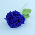 Handmade crochet rose flower in deep blue yarn for home decor and romantic gifting - Sapphire Blue