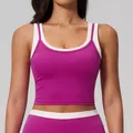 Zweiteiliges Sport-BH-Set in Dunkelviolett und Weiß mit Racerback-Design - Drachenfrucht