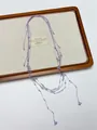 Close-up of purple multilayer beaded necklace with heart pendant and silk threads - Style K Purple Multi-layer Heart Necklace (XL3610A)