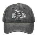 Washed dark grey baseball cap featuring New DAD EST. 2026 white 3D embroidery - EST.2026DAD / Black