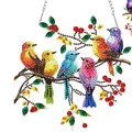 Acrylic diamond painting colorful birds hanging ornament with metal chain decor - Colorful Bird Style