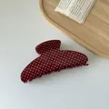 Pince à cheveux rouge vin élégante à pois blancs sur un plateau en bois épuré - 28# Bleu Marine Rouge