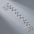 Elegant silver bridal hair vine with crystal leaves and secure double side combs - Silver (HS-J6492S)