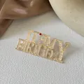 Gold-tone IT'S MY BIRTHDAY brooch with sparkling rhinestones for party decoration - It's My Birthday Brooch - White Rhinestone (XZ1500)
