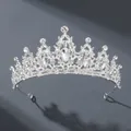 Corona plateada elegante con diamantes de imitación pera y detalles filigranas - Estilo de Strass Principal en Pera Europeo(TS-J2720) / Plateado (TS-J2720)