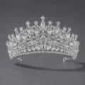 Elegante tiara de novia plateada con brillantes cristales y pedrería fina - Estilo de Strass Pesado Barroco(TS-J3119S) / Plateado(TS-J3119S)