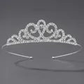 Corona de princesa plateada con diamantes de imitación y patrones elegantes - Estilo de Corazón Simple para Niñas(TS-J3284S) / Plateado(TS-J3284S)