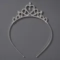 Silver-plated crown headband with central heart rhinestone for princess bridal wear - Silver Girl Performance Crown Ts-j3083s