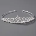 Elegant silver tiara with heart-shaped crystal patterns and polished metal finish - Daily Commuting Kids Crown (TS-J719)