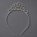 Silver bridal tiara with sparkling rhinestones and elegant hollow floral patterns - Silver Versatile Girls Headband (TS-J3049S)