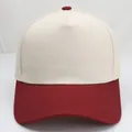 Two-tone baseball cap with white crown and red visor in premium cotton twill fabric - M(56-58cm) / Burgundy