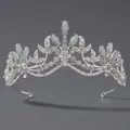 Diadème de princesse argenté avec pierres grises et strass brillants pour mariées - Couronne strass de luxe (TS-J3365S)