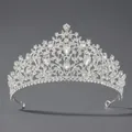 Diadème de mariée argenté avec strass scintillants et motifs de feuilles - Couronne de Mariage de Haute Qualité (TS-J3211S)