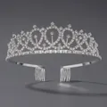 Elegant silver crown with rhinestones and heart patterns for wedding occasions - Versatile Rhinestone Teenage Girls Crown (TS-J3026)