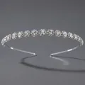 Couronne de mariée élégante en argent avec cristaux scintillants et motifs floraux - Serre-tête en Strass Minimaliste (TS-J3415RH)