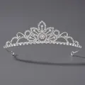 Elegant silver bridal tiara with sparkling rhinestones and floral hollow design - Silver Birthday Versatile Crown (TS-J3070S)