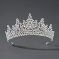 Tiara de mariée argentée élégante avec strass scintillants et cristaux en forme de goutte - Couronne de Défilé de Luxe (TS-J3246S)