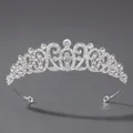 Élégant diadème de mariée argenté orné de strass en cristal scintillants au design symétrique - Couronne de Fête de Luxe (TS-J3190S)