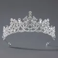 Diadème argenté élégant avec strass et gemmes en goutte pour coiffure de mariée - Couronne de Princesse pour Fête (TS-J2920S)
