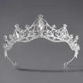 Diadème argenté étincelant avec strass et cristaux marquise aux motifs de vigne élégants - Tiara d'Anniversaire en Strass (TS-J3344S)