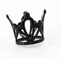 Elegant black alloy crown ornament with vintage hollow design for cakes and parties - Black Rhinestone Small Crown 01
