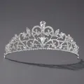 Elegant silver bridal crown with sparkling rhinestones and crystal drop for weddings - Luxury Daily Kids Crown (TS-J2591)