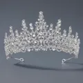 Couronne de mariée élégante en argent avec strass brillants et perles nacrées - Couronne de Banquet Rétro (TS-J2967S)