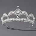 Elegant silver tiara featuring symmetrical arches with white pearls and sparkling crystals - Luxury And Versatile Princess Crown Ts-j3042s