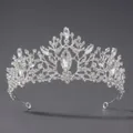 Diadème de mariée argenté avec strass en cristal et motifs de feuilles - Couronne de Mariage en Strass (TS-J2711)