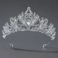 Diadème de mariée argenté élégant avec strass étincelants et cristaux en goutte - Couronne de Banquet en Strass (TS-J3110S)