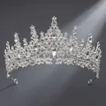 Elegant silver bridal tiara with pear-shaped rhinestones and vintage crystal scrollwork - Silver White Rhinestone