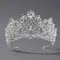 Élégante tiare de mariée argentée ornée de strass brillants et d'un design en métal raffiné - Couronne lourde entièrement incrustée de strass (TS-J2892)
