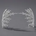 Elegant silver bridal crown with sparkling white rhinestones and coral branch design - Silver (TS-J3127S)