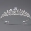 Diadème de mariée argenté avec pierres précieuses violet clair et strass brillants - Couronne en strass violets motif vigne (TS-J2747)