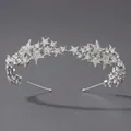 Couronne étoilée élégante en strass argentés avec perles pour mariée et style princesse - Serre-tête étoile ciel étoilé (TS-J2741)