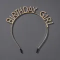 Goldenes Birthday Girl Stirnband mit Strasssteinen für Partys und Prinzessinnen - Goldener Luxus-stirnreif Mit Strassbuchstaben Ts-j3029g