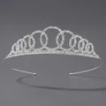 Couronne argentée pour mariée avec strass scintillants et incrustations de cristal chic - Diadème de mariée minimaliste (TS-J3276S)